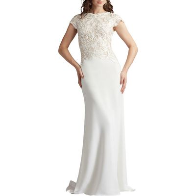 Tadashi Shoji Tadashi Shoji Soutache Lace Cap Sleeve Trumpet Gown