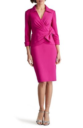 Tadashi Shoji Tadashi Shoji Three-Quarter Sleeve Stretch Crepe Sheath Dress