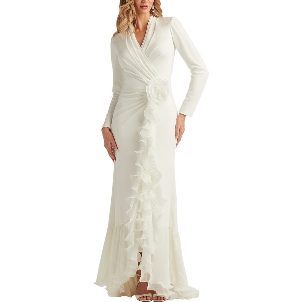 Tadashi Shoji - Wire Ruffle Long Sleeve Gown
