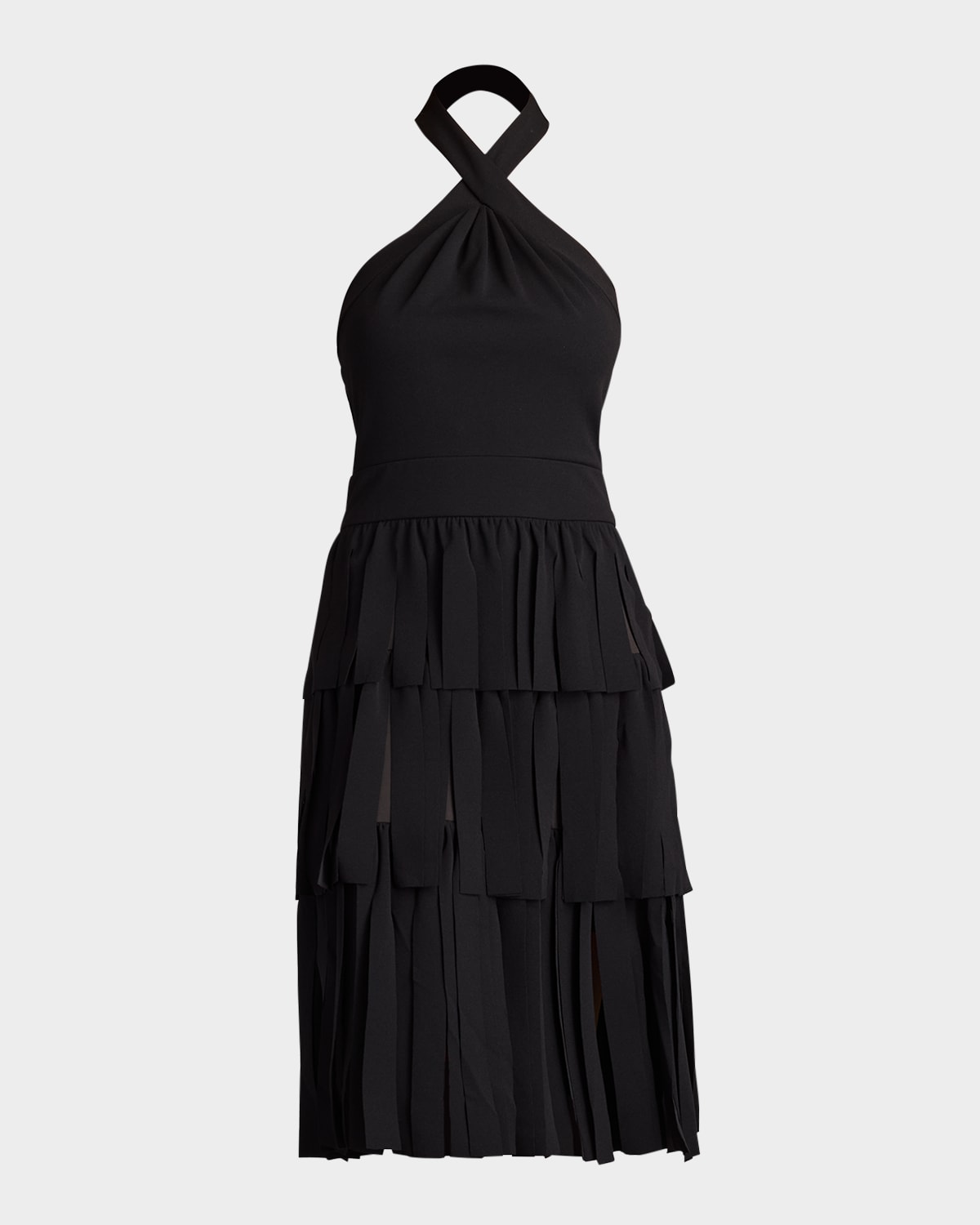 Tadashi Shoji Tiered Car Wash Crepe Halter Dress