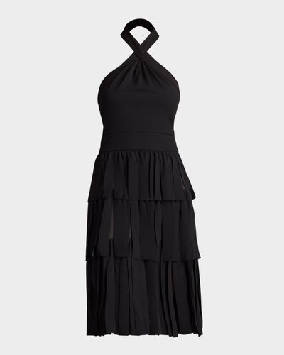 Tadashi Shoji Tiered Car Wash Crepe Halter Dress