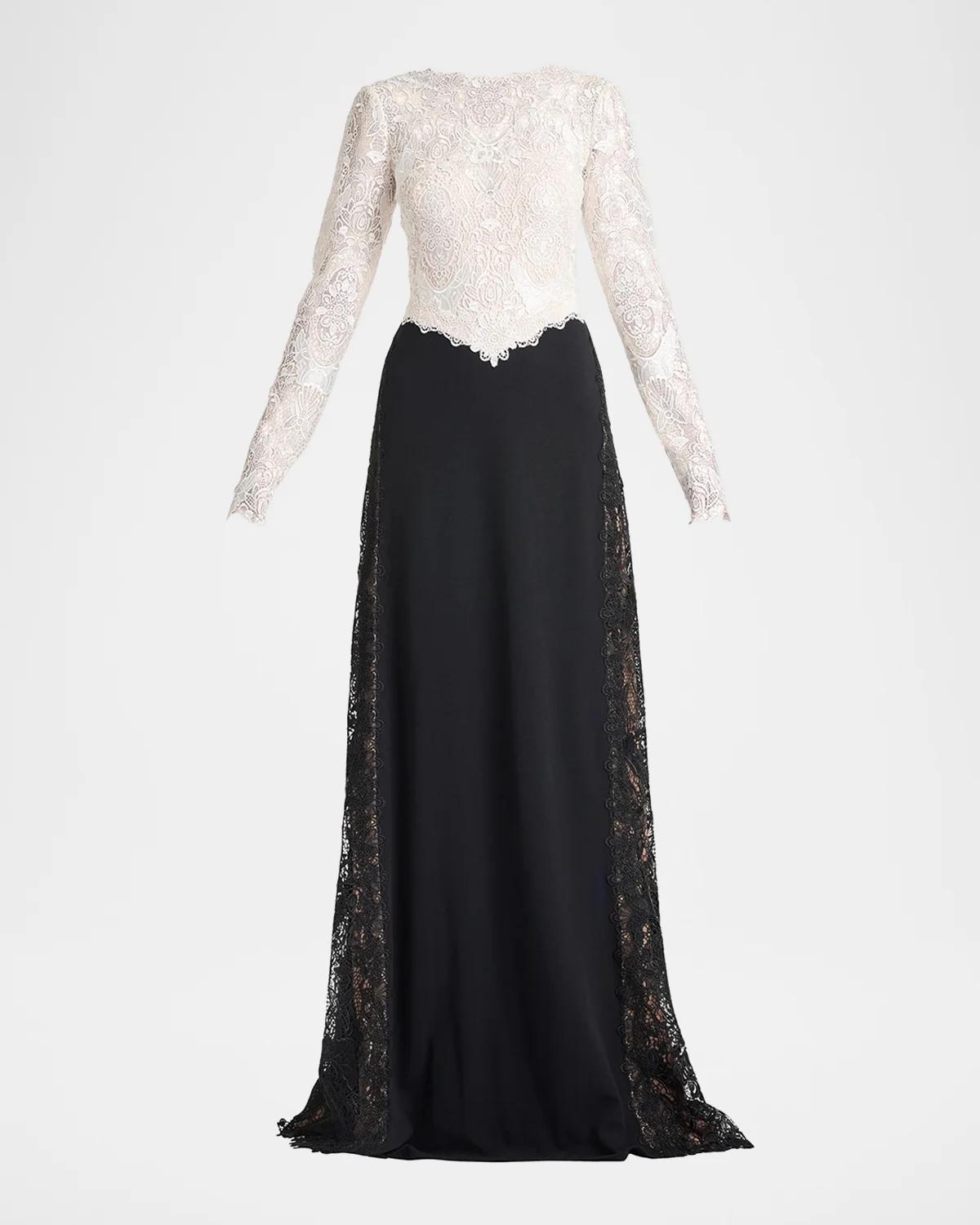Tadashi Shoji Vianne Two-Tone Lace A-Line Gown