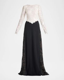 Tadashi Shoji Vianne Two-Tone Lace A-Line Gown