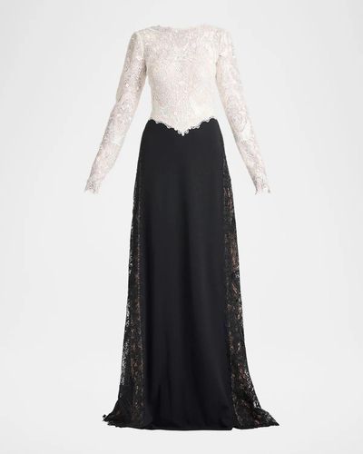 Tadashi Shoji Vianne Two-Tone Lace A-Line Gown