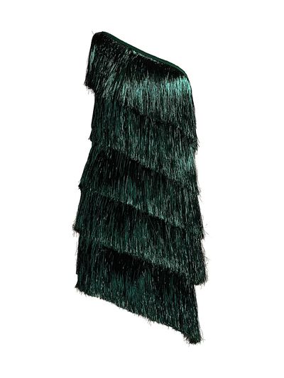 Tadashi Shoji Women's Asymmetric Fringed Minidress