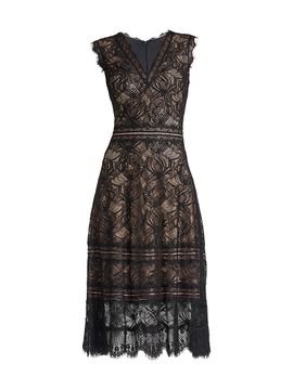 chinese dress ladies Michael Kors Women's Lace V-Neck Dress, Black, XXS at Amazon Women's  Clothing store main image 1