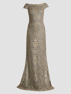Tadashi Shoji Women's Metallic Lace Column Gown