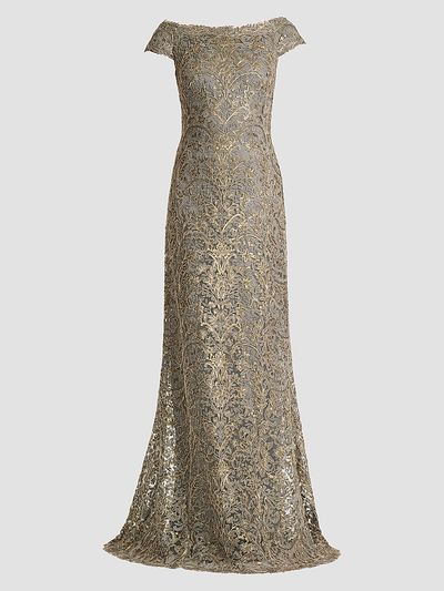 Tadashi Shoji Women's Metallic Lace Column Gown