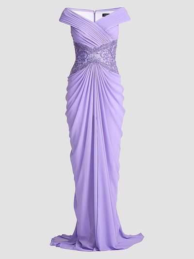 Tadashi Shoji Women's Pleated Chiffon & Metallic Lace Gown