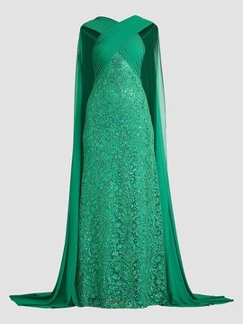 Tadashi Shoji Women's Sequin-Embroidered Lace Cape Gown