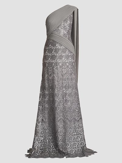Tadashi Shoji Women's Sequined Lace One-Shoulder Gown
