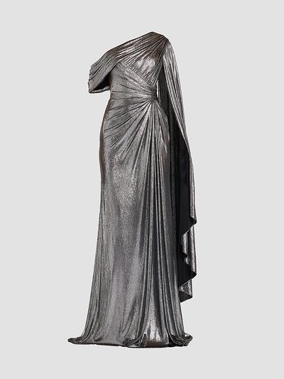 Tadashi Shoji Women's Zeka Metallic Cape Sleeve Gown