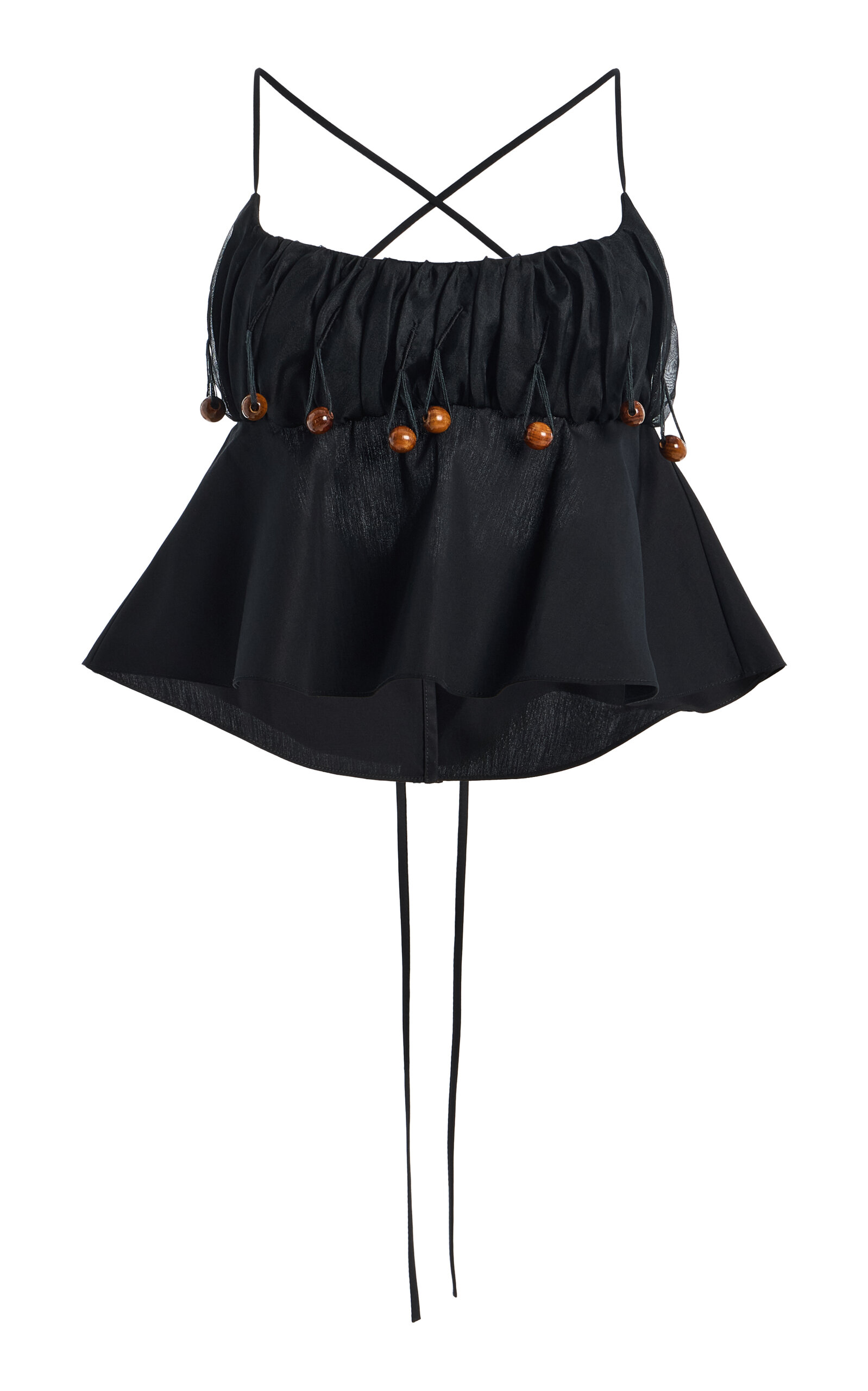 Tae Park Tae Park Exclusive Beaded Ruched Silk Bralette Top