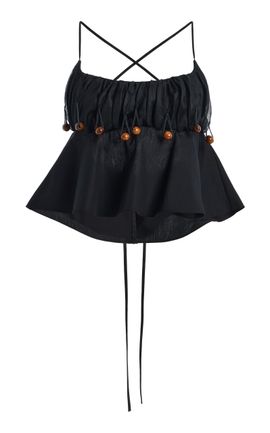 Tae Park Tae Park Exclusive Beaded Ruched Silk Bralette Top