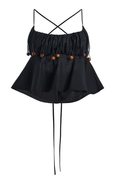 Tae Park Tae Park Exclusive Beaded Ruched Silk Bralette Top