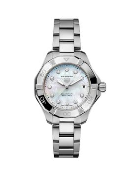 TAG Heuer Women's Aquaracer Professional 200 Solargraph Stainless Steel, Mother-Of-Pearl & 0.15 TCW Diamond Bracelet Watch/34MM