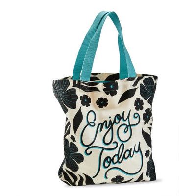 tag tag Enjoy Today Tote Aqua Cotton Everyday 