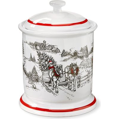 tag tag Farmhouse Christmas Cookie Jar with Lid Earthenware