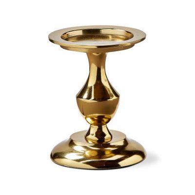 tag tag Gold Cast Aluminum Stella Small Pillar Candle Holder