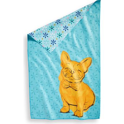 tag tag Super Absorbent Kitchen Towel Eclectic Frenchie Blue Multi Dishtowel 18 x 30