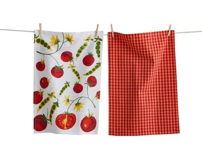 tag tag Tomatoes And Peas Dishtowel S/2 Red Multi Cotton Everyday 
