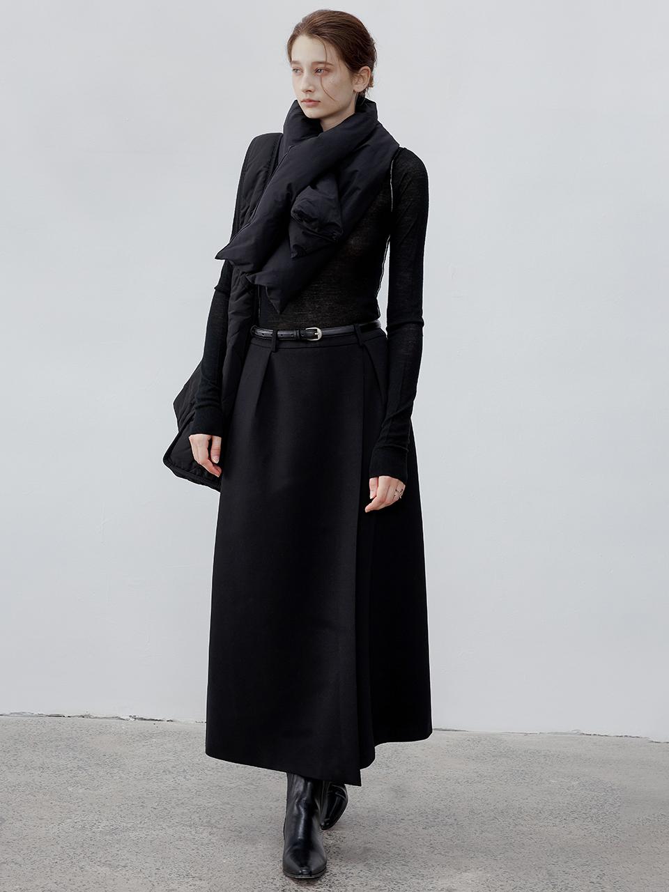 tageechita TG_Basic overlapping skirt_BLACK