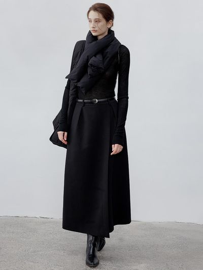 tageechita TG_Basic overlapping skirt_BLACK