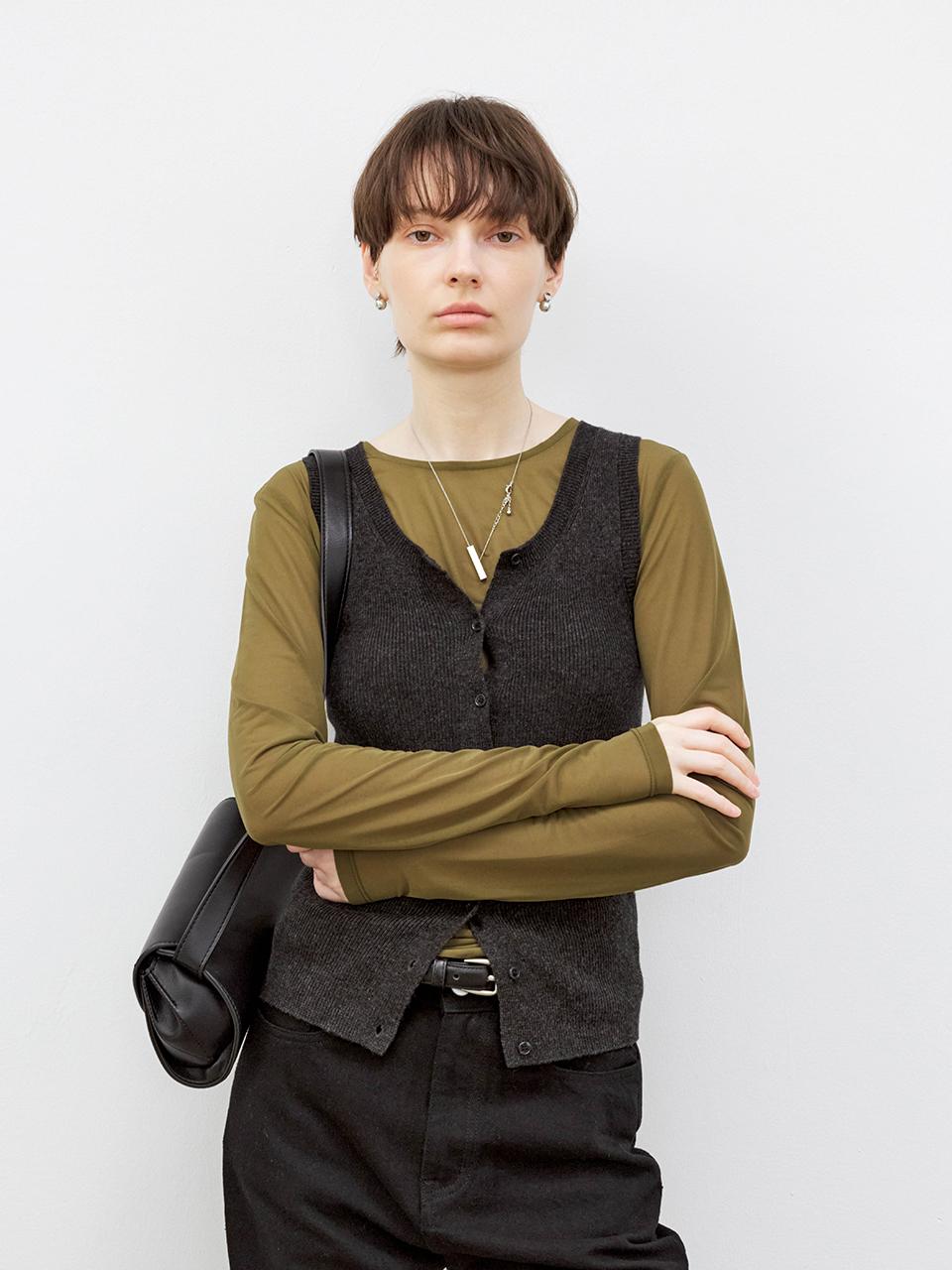 tageechita TG_Basic round long sleeve top_BROWN