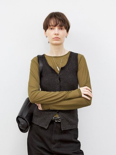 tageechita TG_Basic round long sleeve top_BROWN