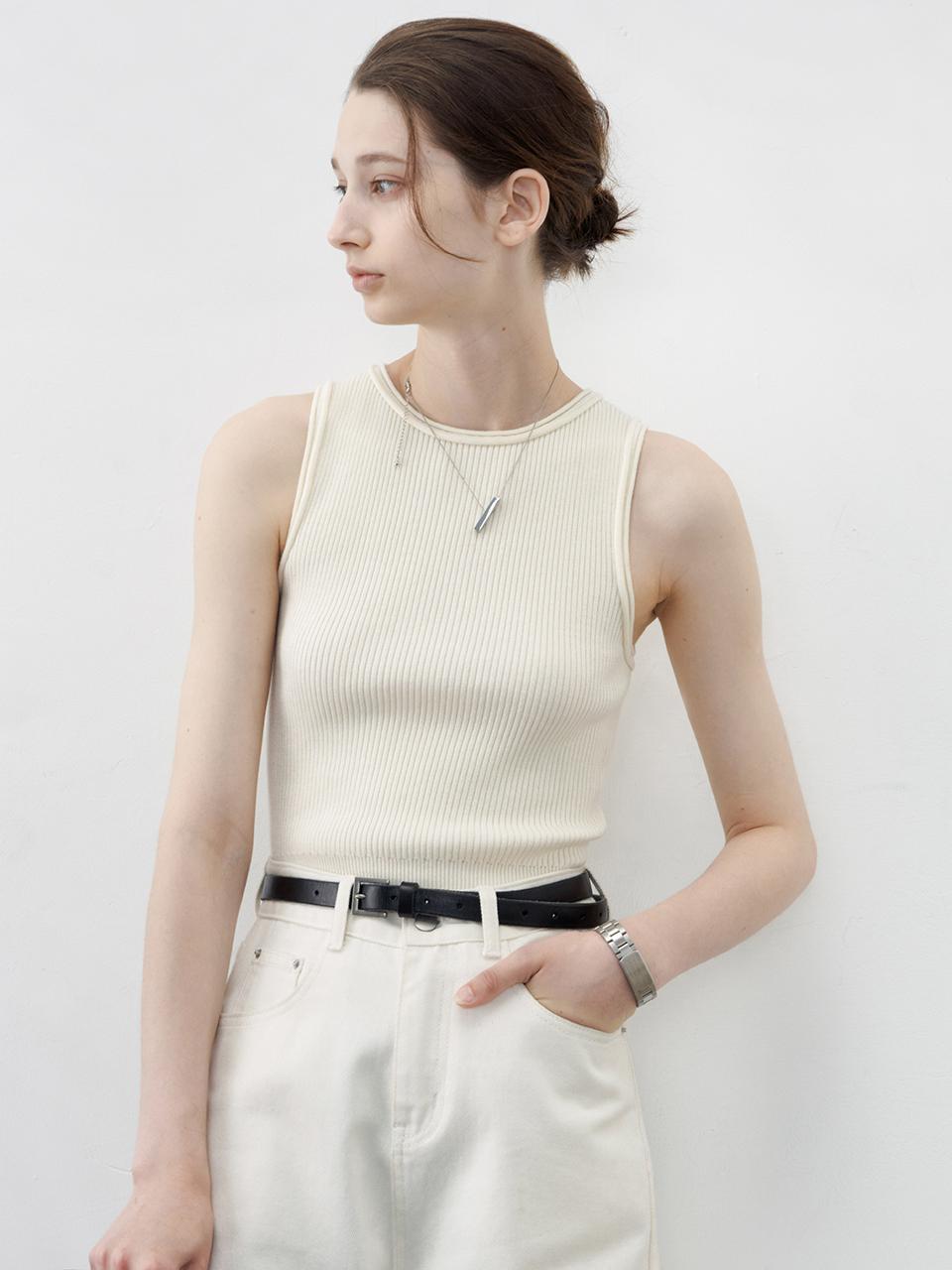tageechita TG_Basic round sleeveless top_IVORY