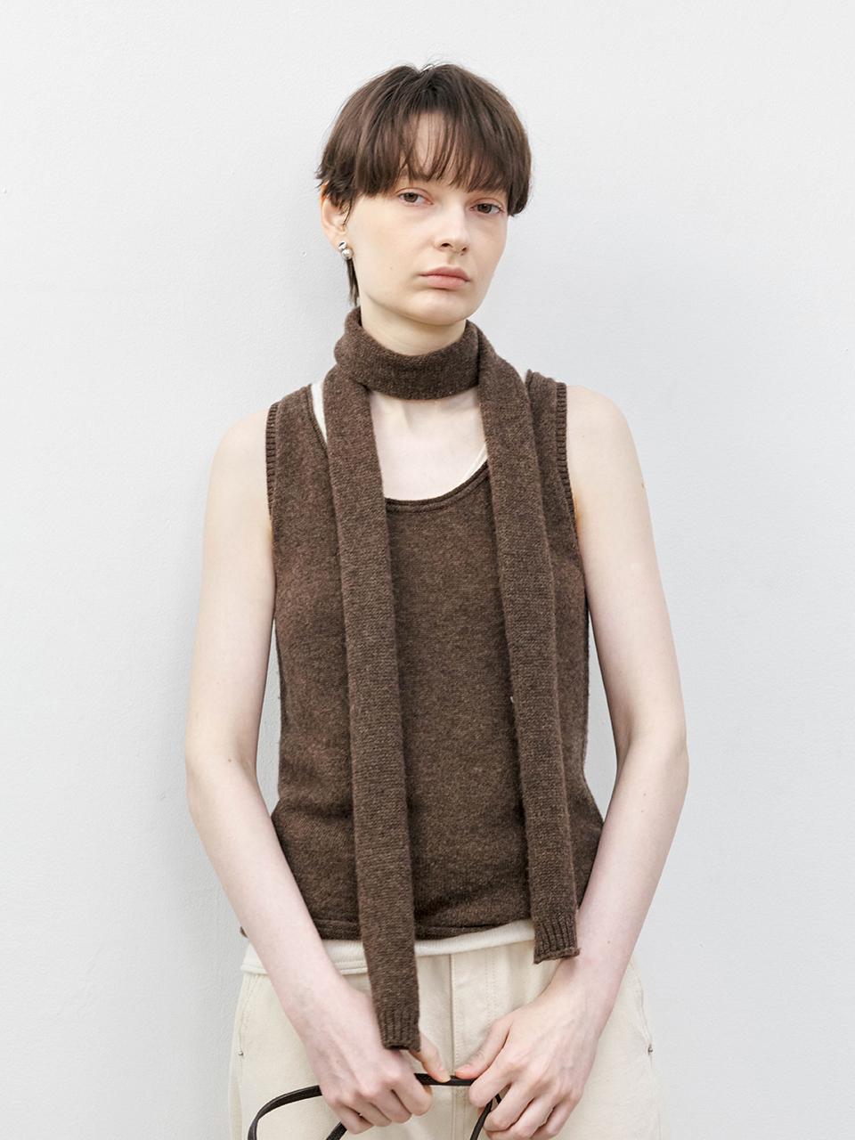 tageechita TG_Basic wool narrow scarf_BROWN