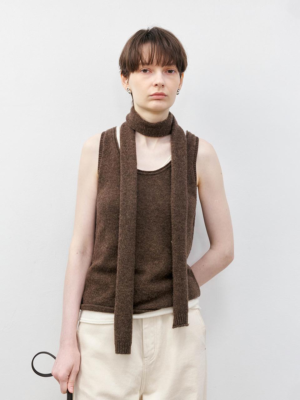 tageechita TG_Basic wool sleeveless top_BROWN