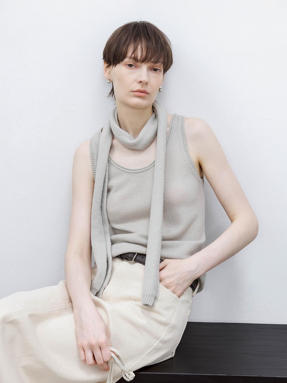tageechita TG_Basic wool sleeveless top_GRAY