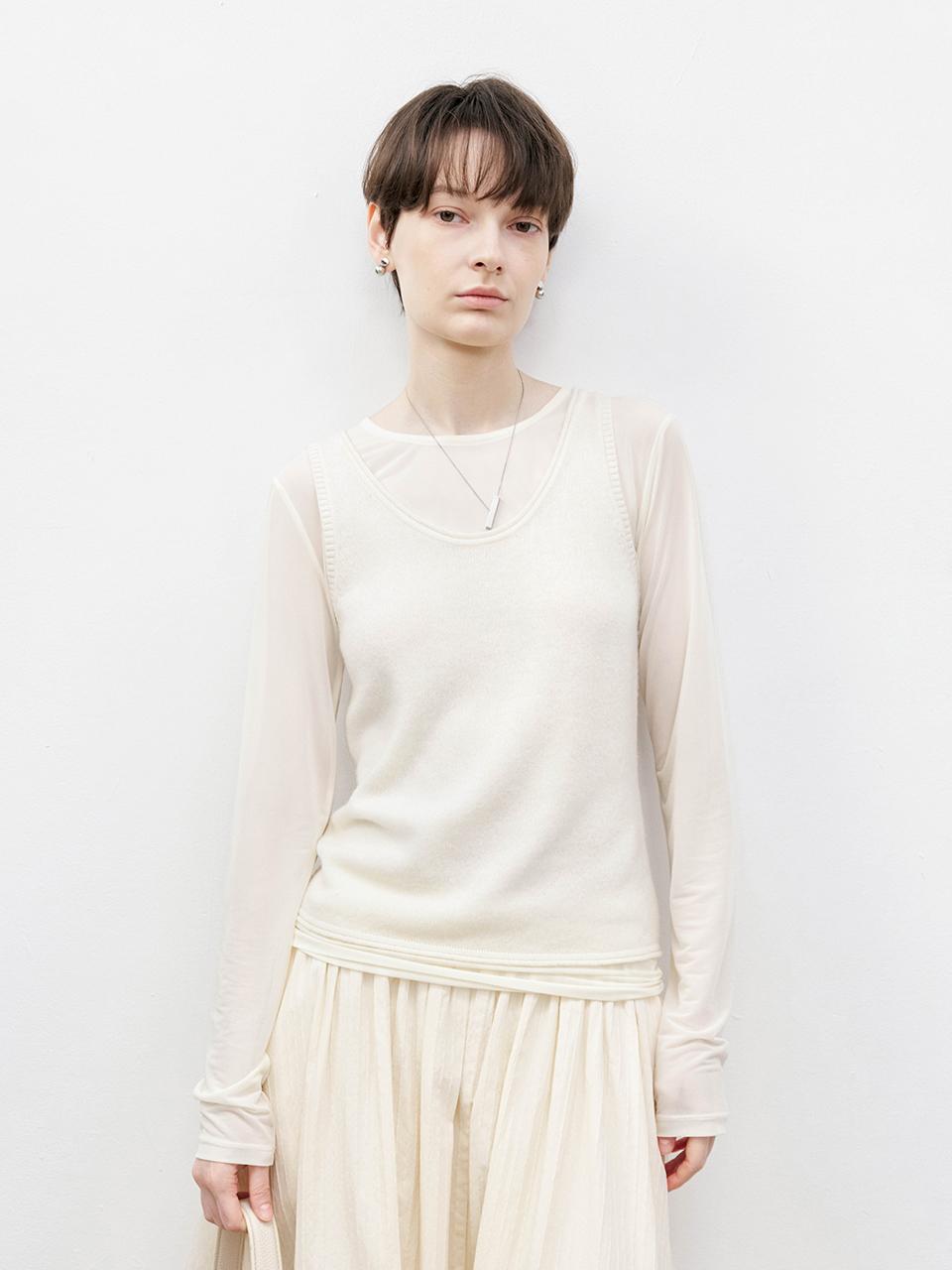 tageechita TG_Basic wool sleeveless top_IVORY