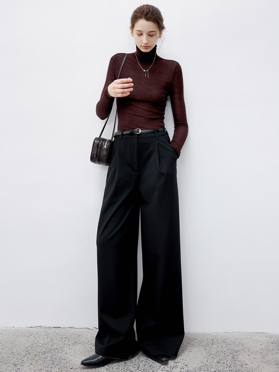 tageechita TG_Brushed draped wide pants_BLACK