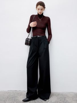 tageechita TG_Brushed draped wide pants_BLACK