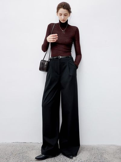 tageechita TG_Brushed draped wide pants_BLACK