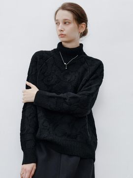 tageechita TG_Embossed pattern sweater_BLACK