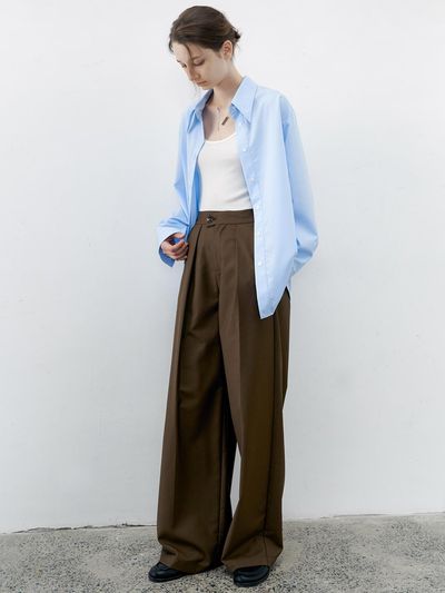 tageechita TG_Half banding draped pants_BROWN