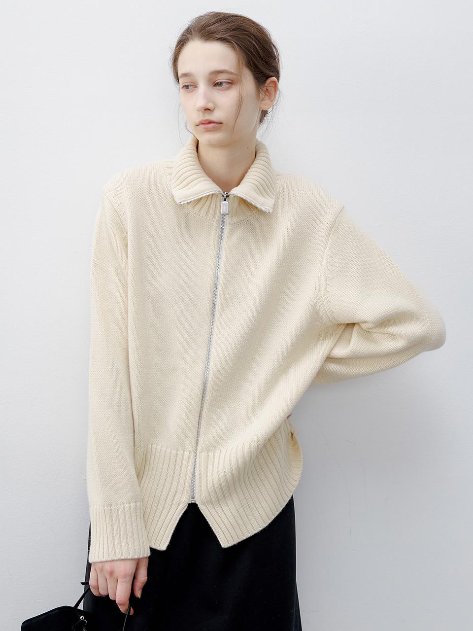 tageechita TG_High-neck zip-up cardigan