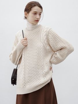 tageechita TG_Multi-stitch cable sweater
