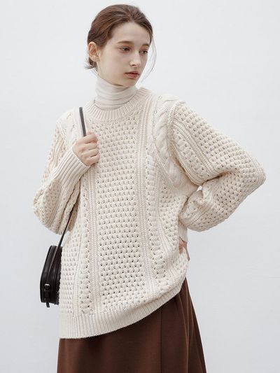 tageechita TG_Multi-stitch cable sweater