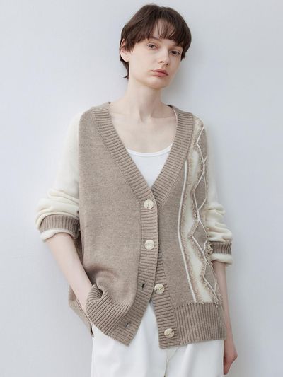 tageechita TG_Rhombus loose woolen cardigan