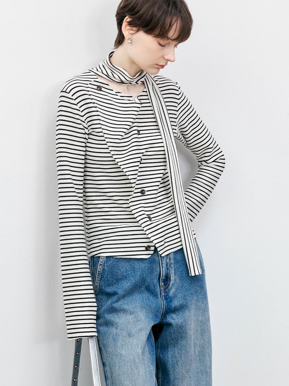 tageechita TG_Striped button point muffler top