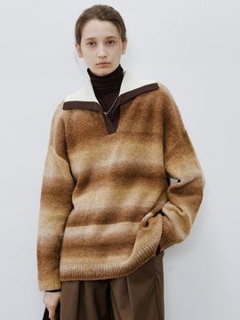 tageechita TG_Sunset lapel gradient wool sweater