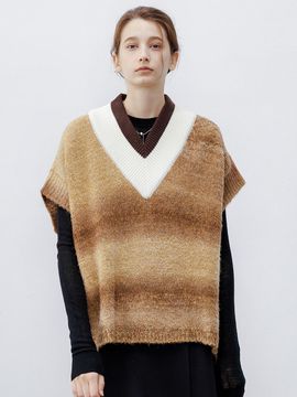 tageechita TG_Twilight v-neck gradient wool vest
