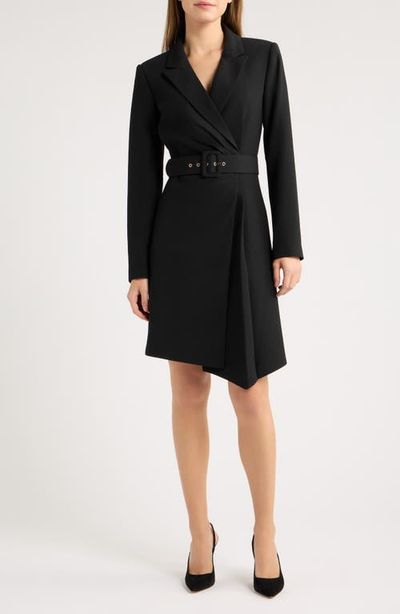 Tahari ASL Tahari ASL Belted Asymmetric Long Sleeve Dress