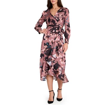 tahari satin dress Tahari ASL Leopard Print Satin Maxi Dress with Hidden Pockets Curated Selection