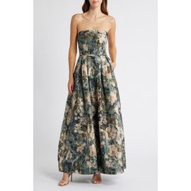 Tahari ASL Tahari ASL Floral Strapless Ball Gown