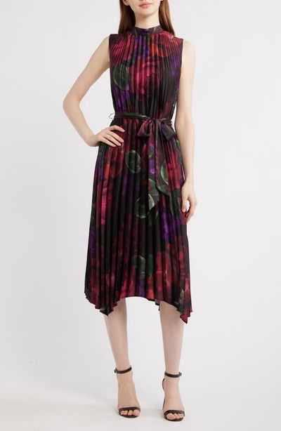 Tahari ASL Tahari ASL Matte Charmeuse Tie Waist Midi Dress